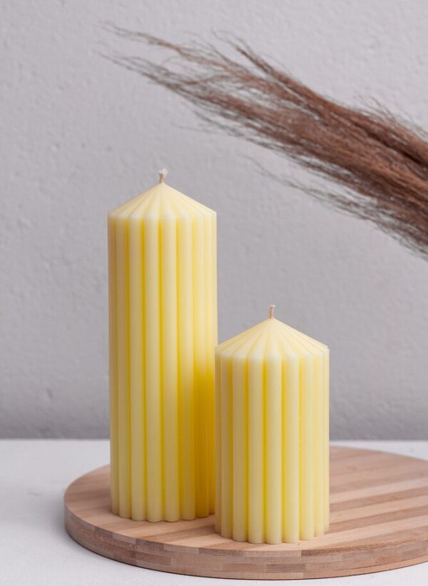 Ribbed Pillar Candle
